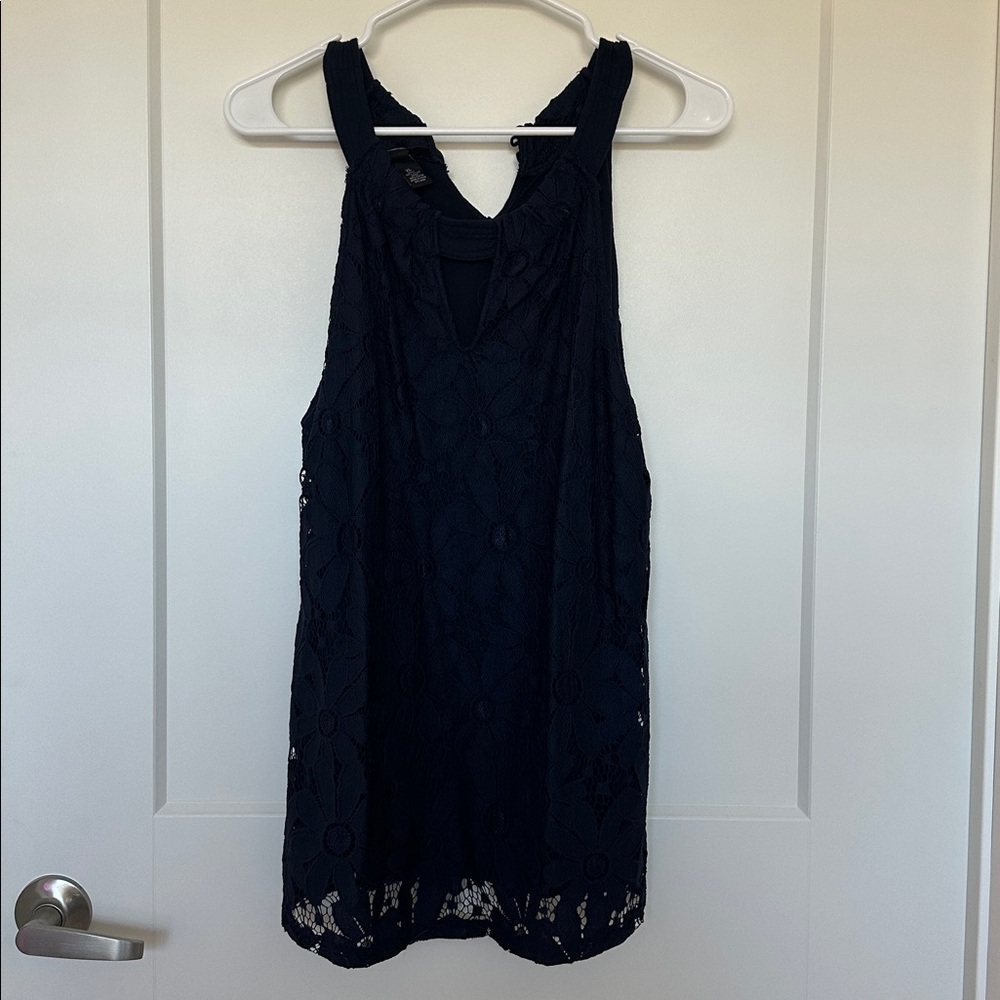 INC International Concepts Dark Blue Lace Top